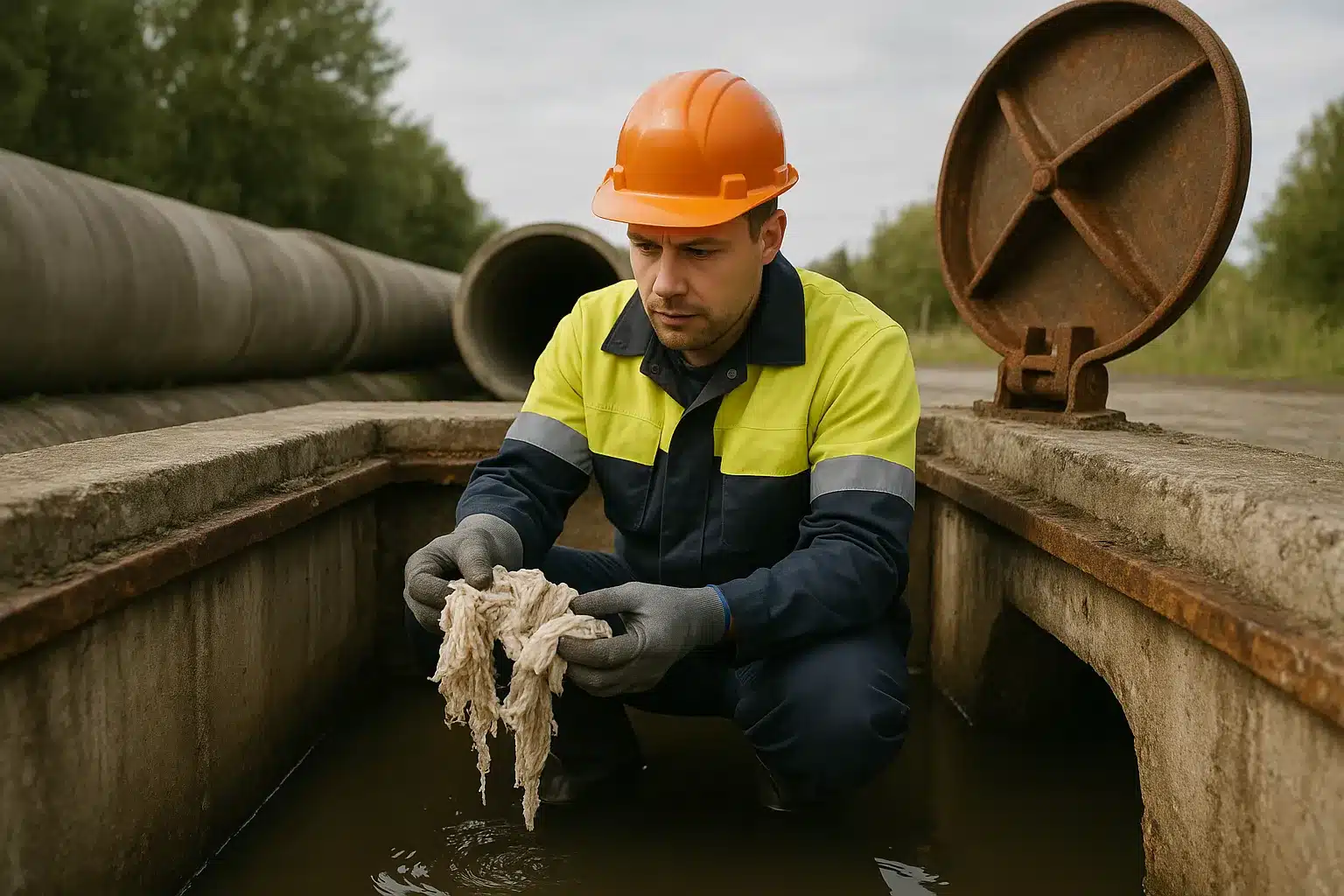 Feuchttücher im Abwasser: Praxis-Fallstudie Kanalsystem